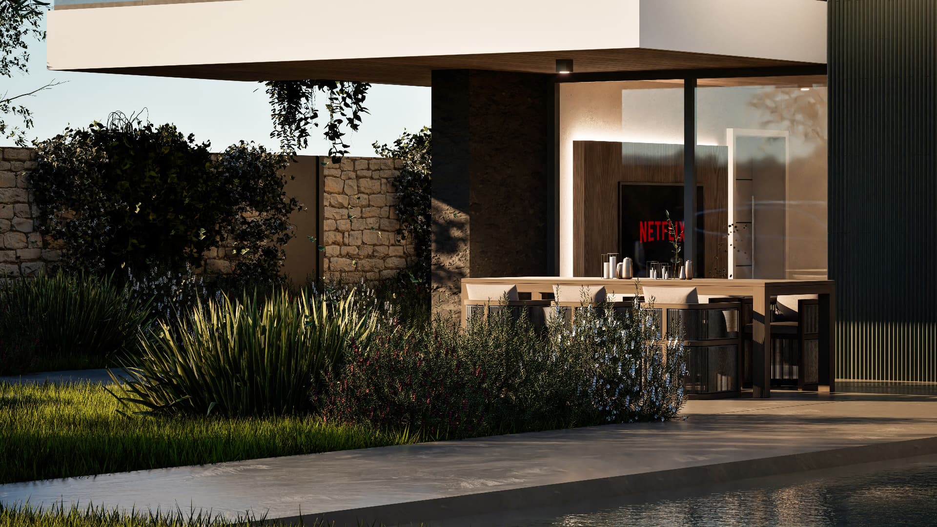 Villa Terramaris — zona conviviale sotto la loggia