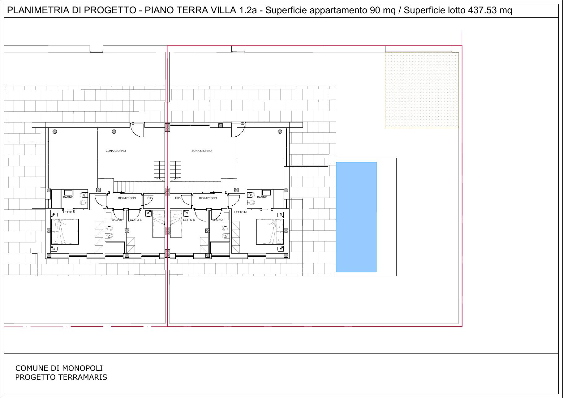 Pianta di progetto arredata — Unità 1.2a