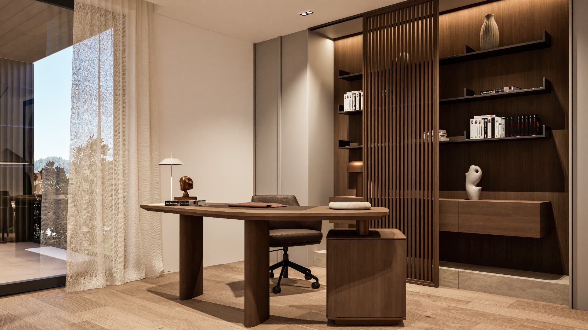 Attico Terramaris — studio con vista sul verde