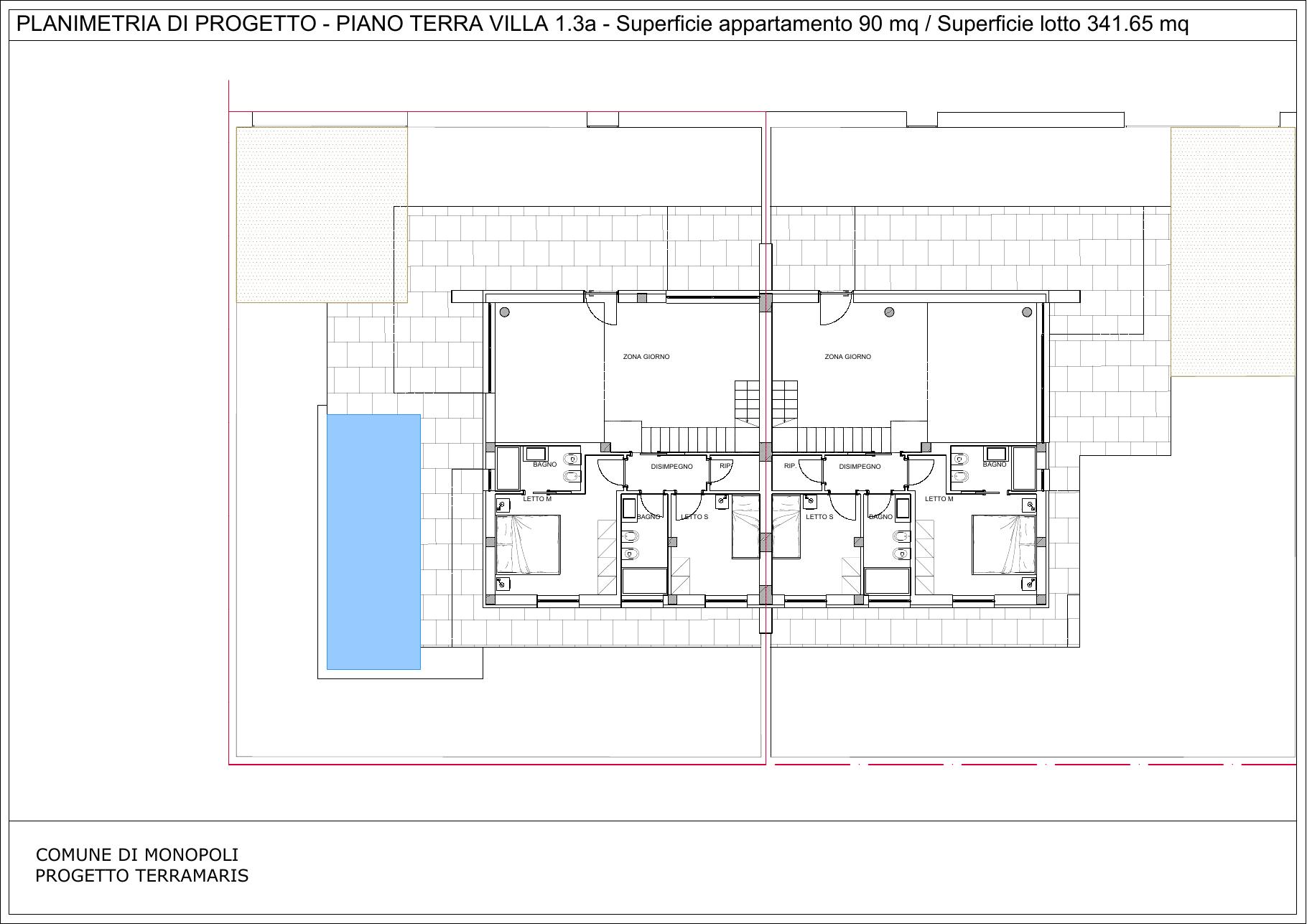 Pianta di progetto arredata — Unità 1.3a