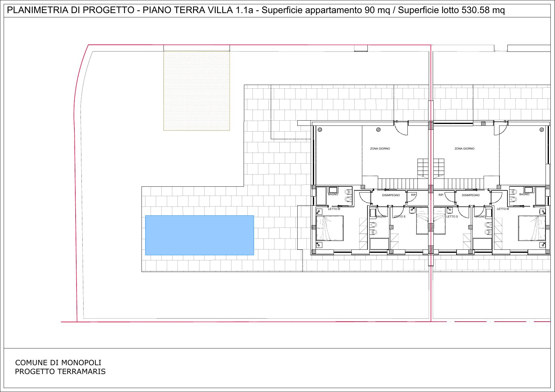 Pianta di progetto arredata — Unità 1.1a