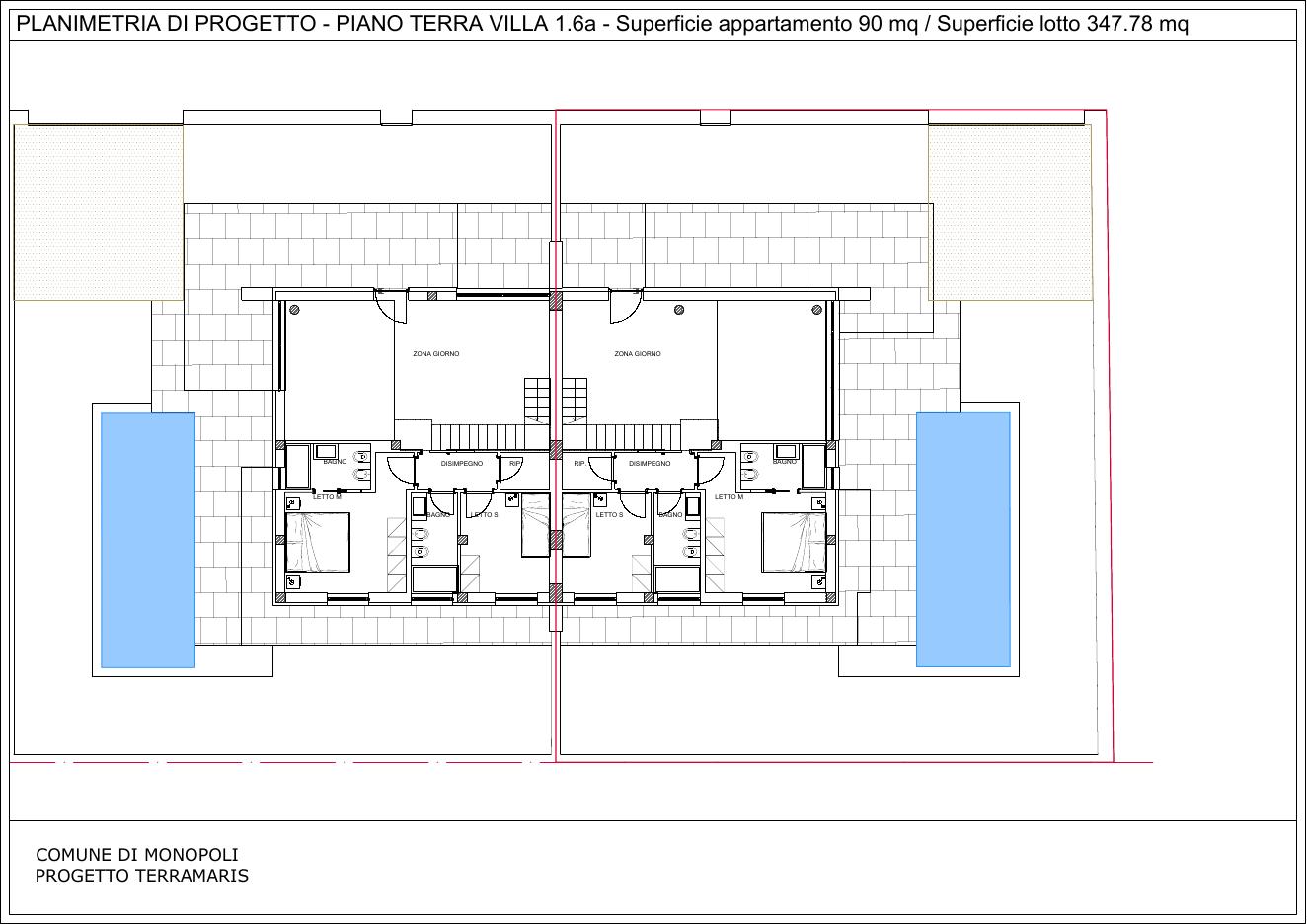 Pianta di progetto arredata — Unità 1.6a